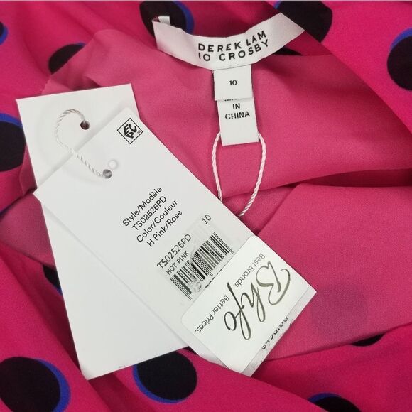 Derek Lam 10 Crosby Hot Pink Polka Dot One Shoulder Ruffled Party Taula Dress - Picture 3 of 11